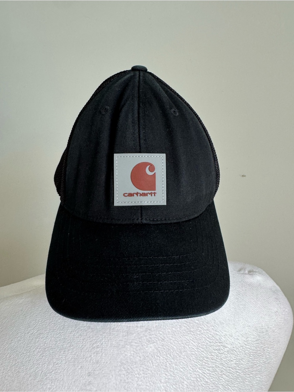 Carhartt Adjustable Black Trucker Hat Cap with Patch Logo